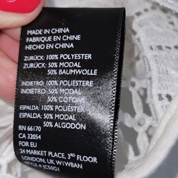 Anthropologie James Coviello Medallion Lace Front Mock Neck Ivory Blouse SZ SP - Picture 11 of 12